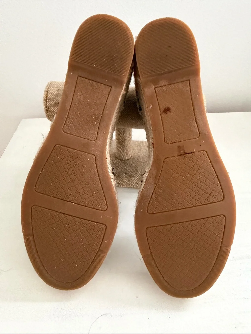 Tory Burch Navy, White & Red Striped Espadrille Wedges